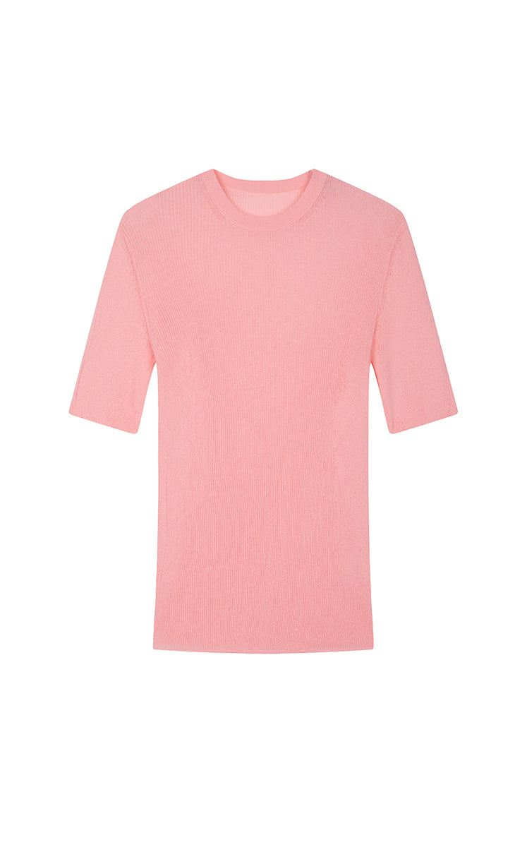 Sweater / JNBY Slim Fit Ultra-Thin Short Sleeve Pullover Pink