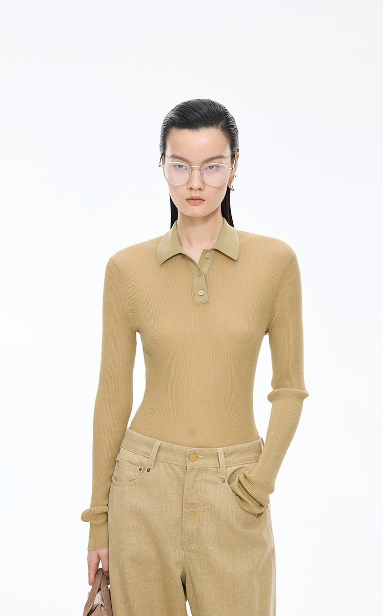 Sweater / JNBY Slim Fit Ultra-Thin Long Sleeve Pullover