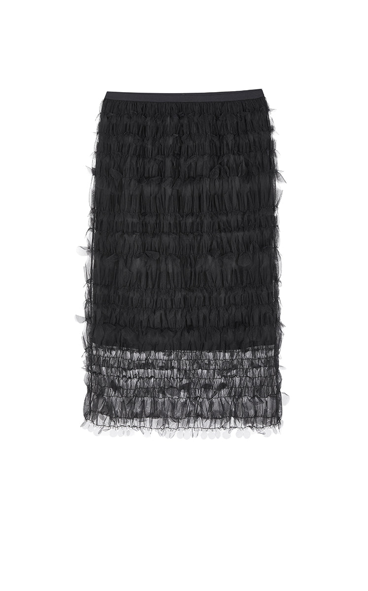Skirt / JNBY 3D Floral Nylon Mesh Midi Skirt