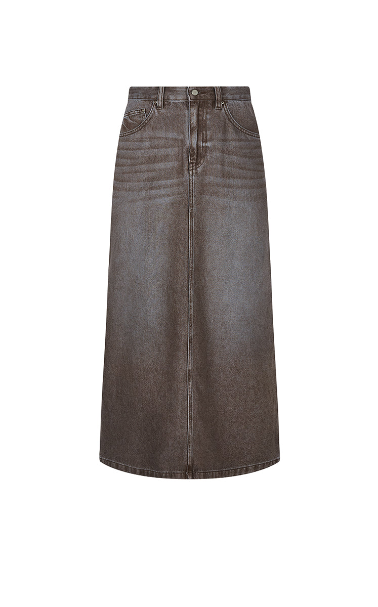 Skirt / JNBY Eco-Friendly A-Line Tencel Long Skirt Blue Coffee