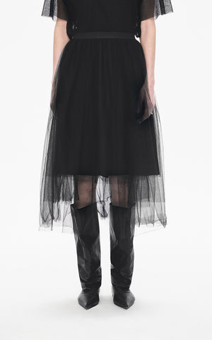 Skirt / JNBY Layered A-Line Tulle Midi Skirt Black