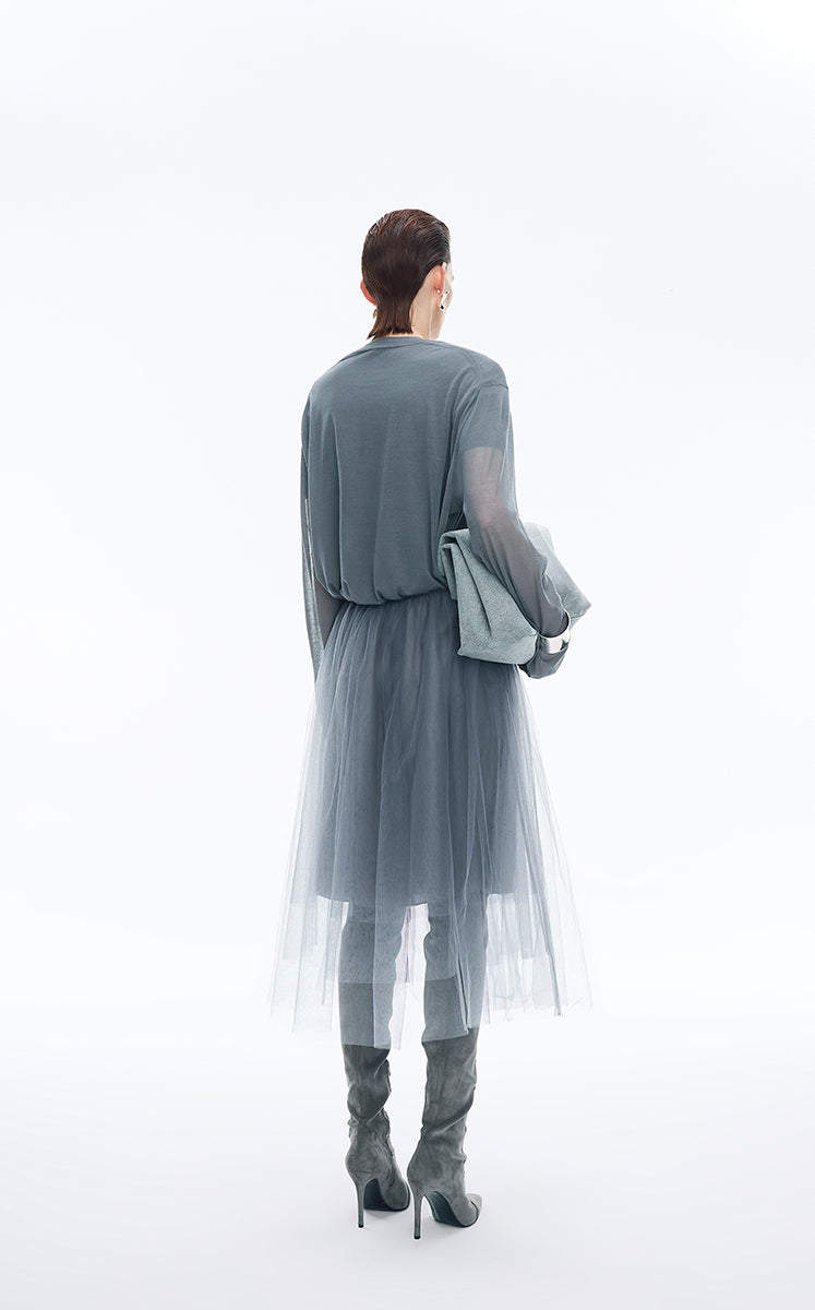 Skirt / JNBY Layered A-Line Tulle Midi Skirt