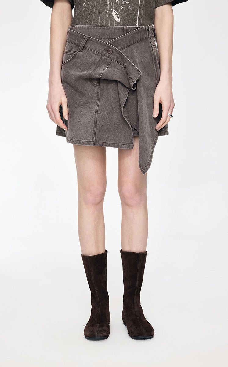 Skirt / JNBY Italian Cotton Twill A-Line Mini Skirt Grey