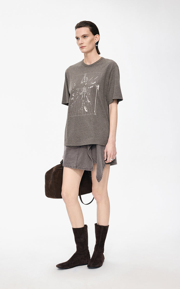 Skirt / JNBY Italian Cotton Twill A-Line Mini Skirt
