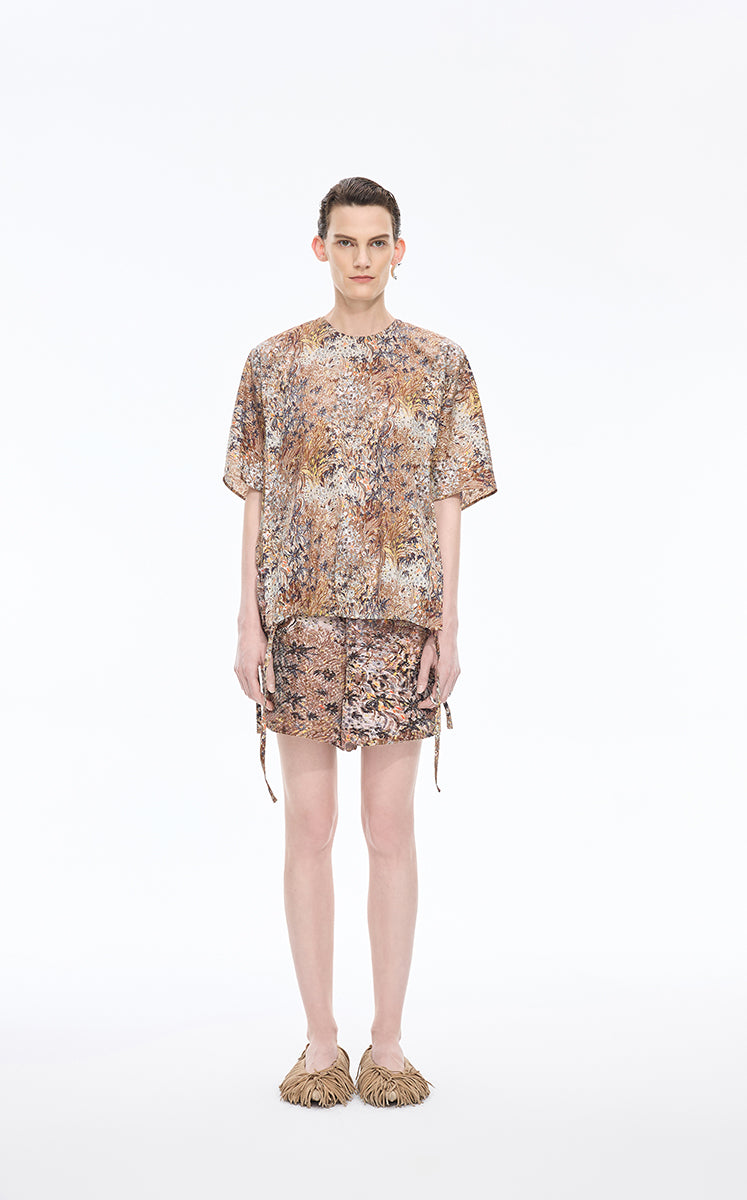 Shorts / JNBY Kew Gardens Print Pleated Shorts Brown