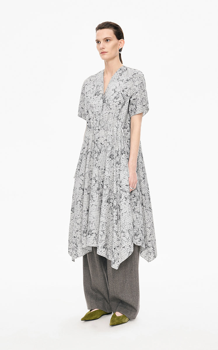 Dress / JNBY Hand-Painted Hydrangea A-Line Dress