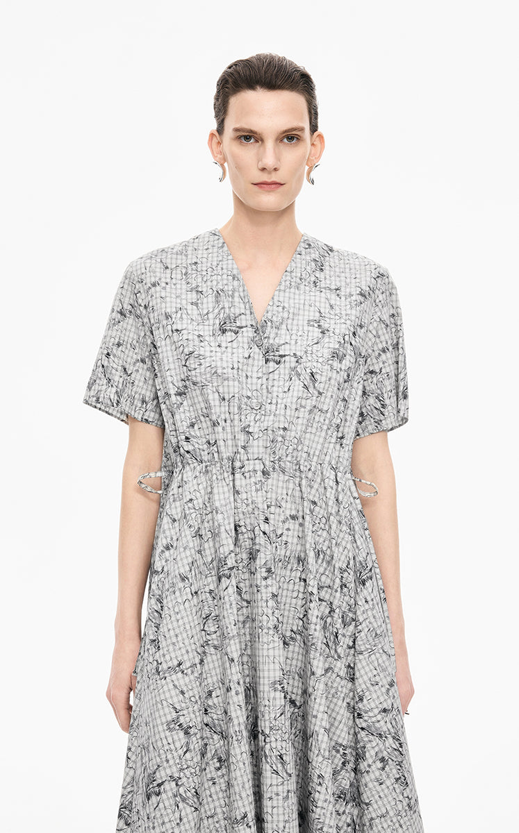 Dress / JNBY Hand-Painted Hydrangea A-Line Dress