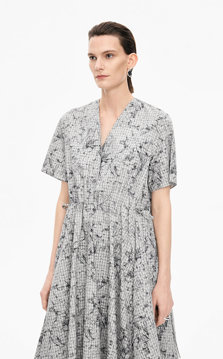 Dress / JNBY Hand-Painted Hydrangea A-Line Dress