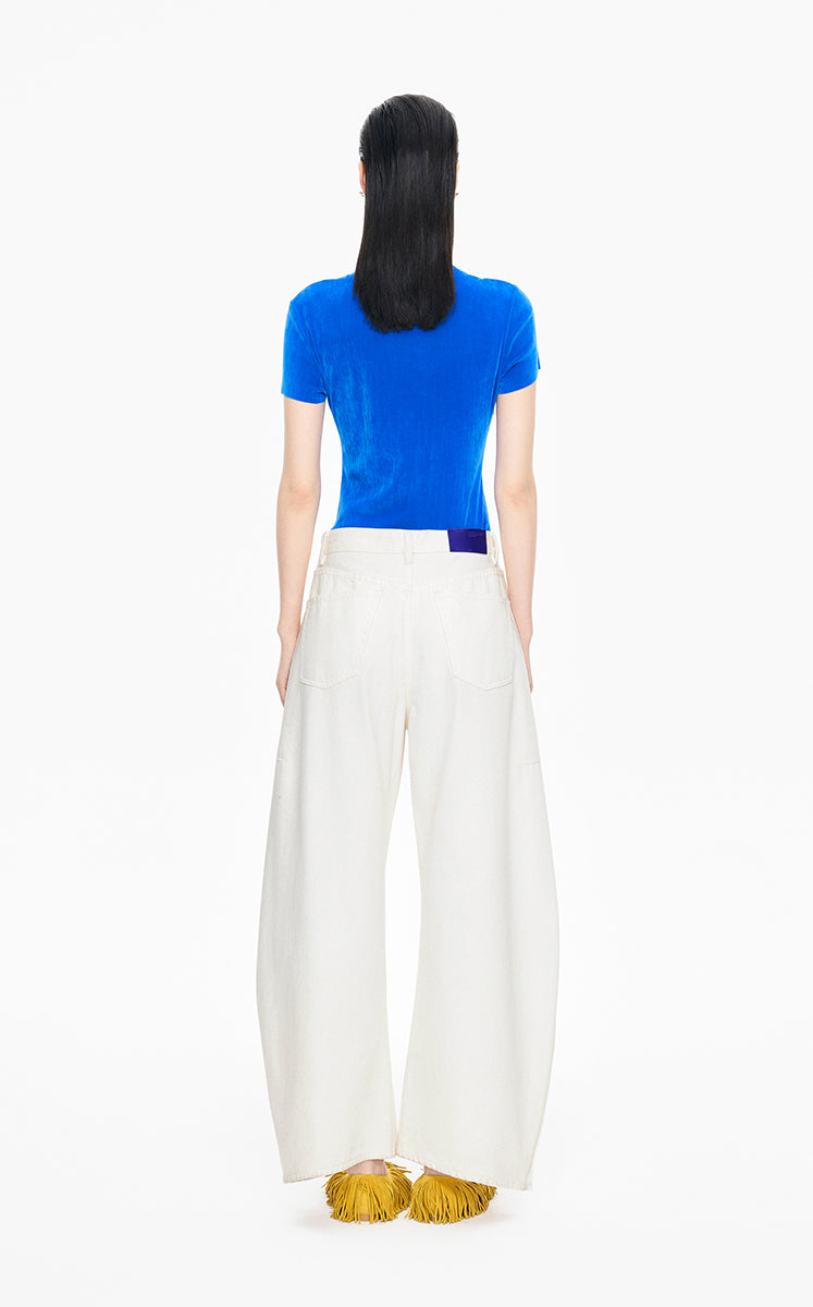 T-Shirt / JNBY Slim Fit Mesh Velvet Short Sleeve Tee