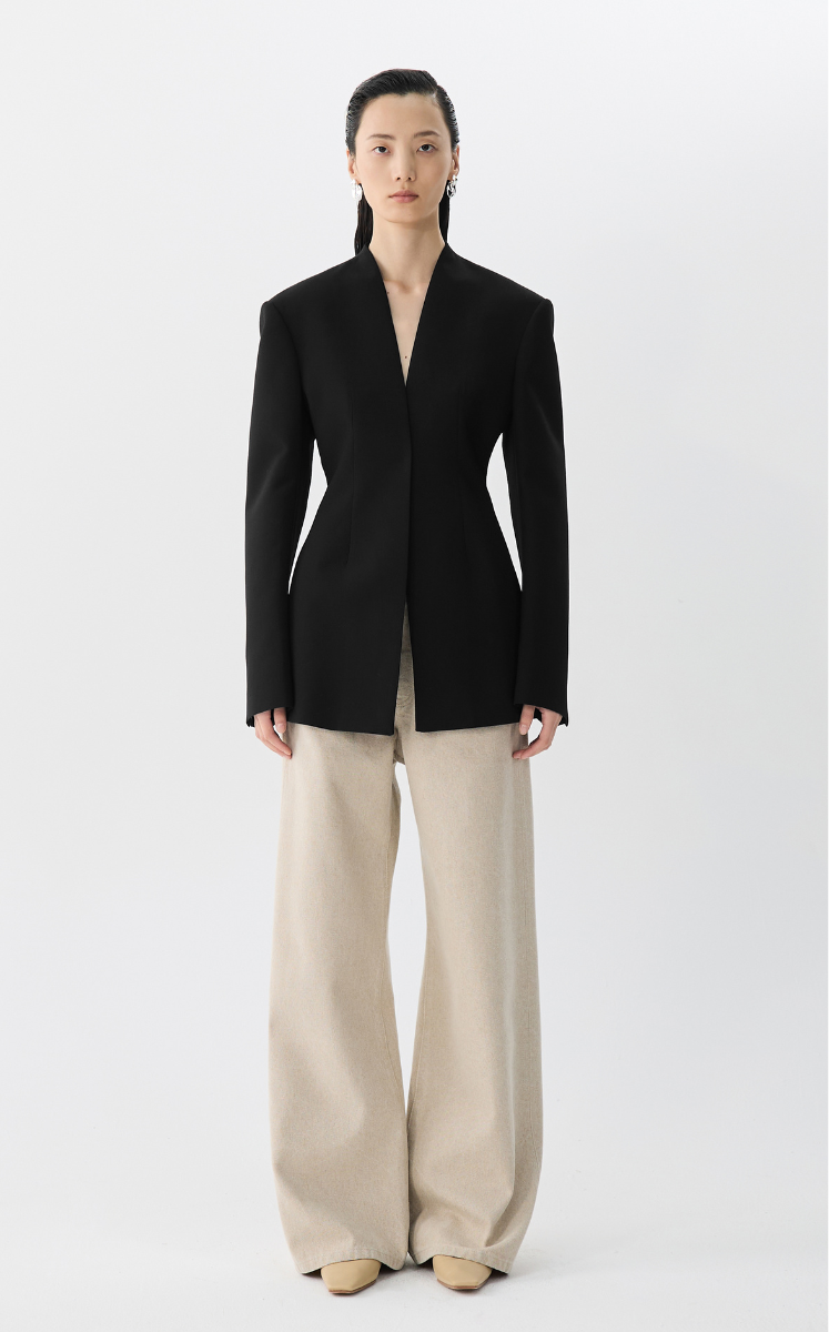 Blazer / JNBY Slim-Fit V-neck Blazer Black