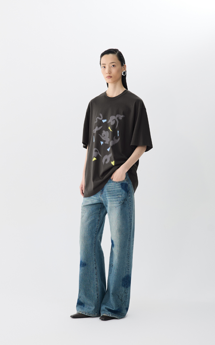 T-shirt / JNBY Blossom Silhouette Loose-Fit Cotton T-Shirt