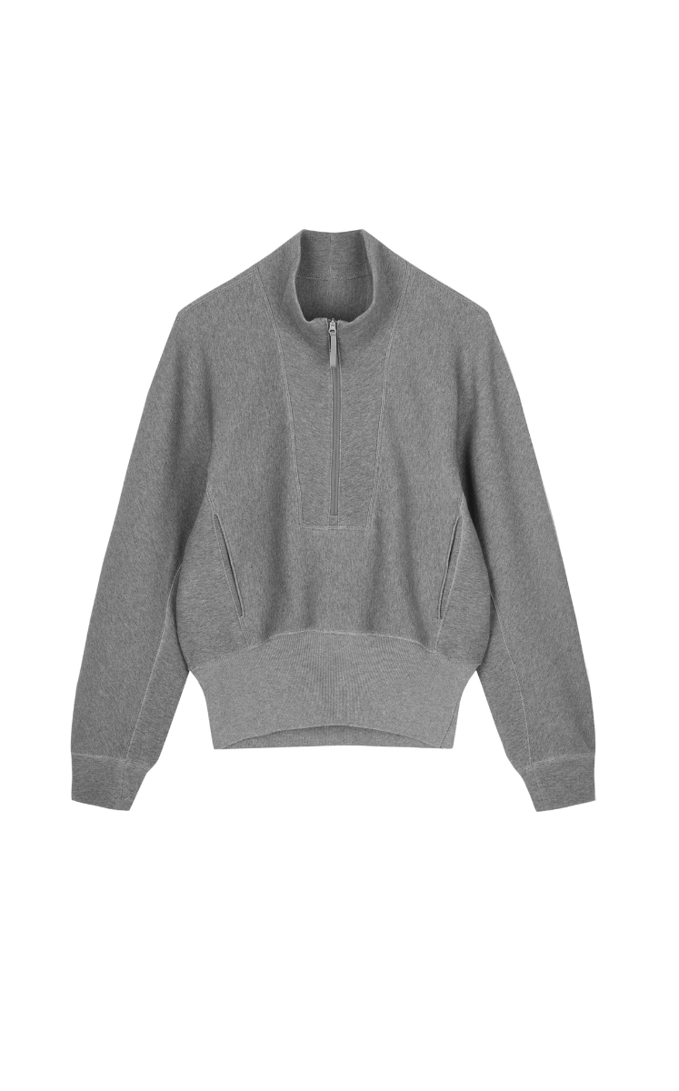 Sweatshirt/JNBY Cotton Blend Air Layer Pullover Dark grayish brown