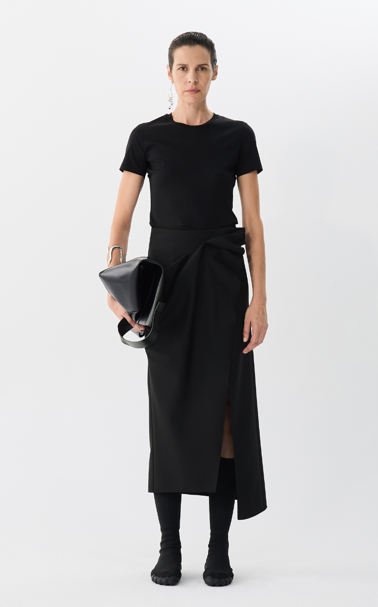 Skirt / JNBY Long Wool-Blend Asymmetric Skirt Black