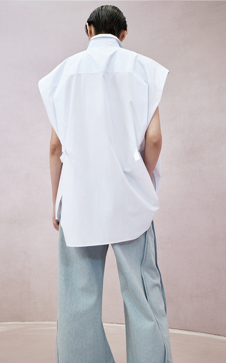 Shirt / JNBY Sleeveless Striped Tie-Waist Blouse