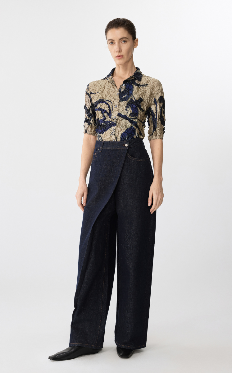 Pants / JNBY Cuffed Denim Wide-Leg Trousers
