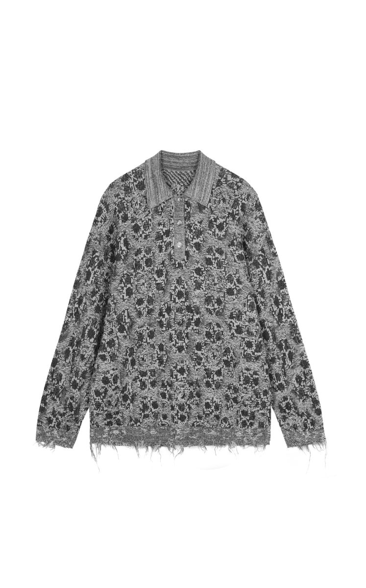 Sweater / JNBY Geometric Patterned Polo Neck Sweater
