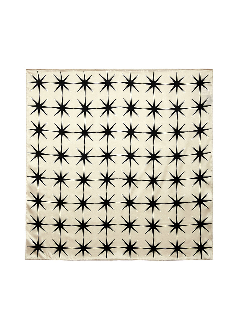 Scarf / JNBY Print Star Silk Square Scarf(100% mulberry silk) Blaack