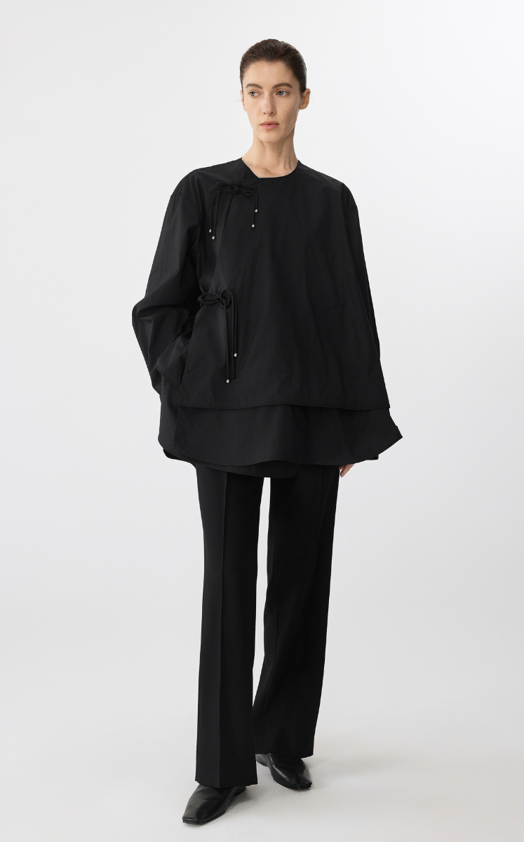 Coat / JNBY Oversized Drawstring Cotton Jacket Black