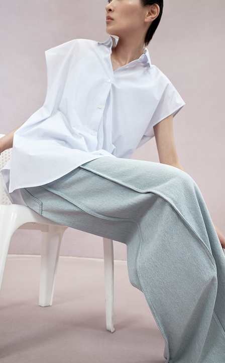 Shirt / JNBY Sleeveless Striped Tie-Waist Blouse