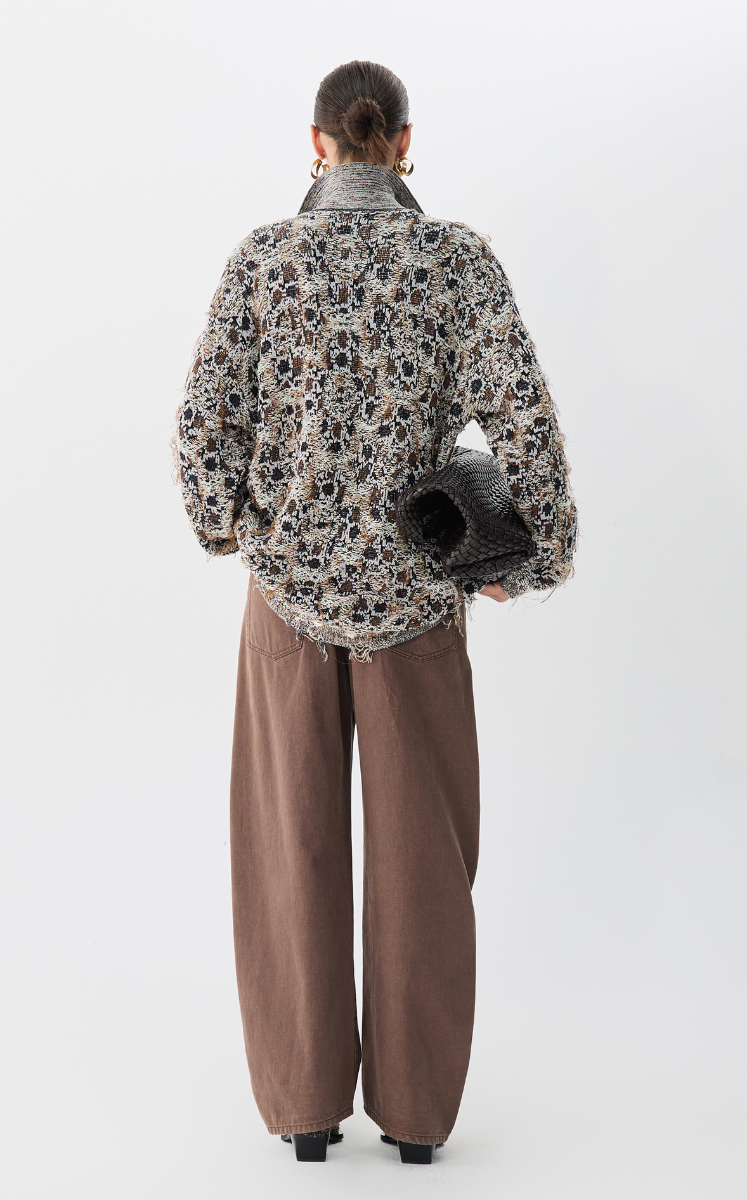 Sweater / JNBY Geometric Patterned Polo Neck Sweater