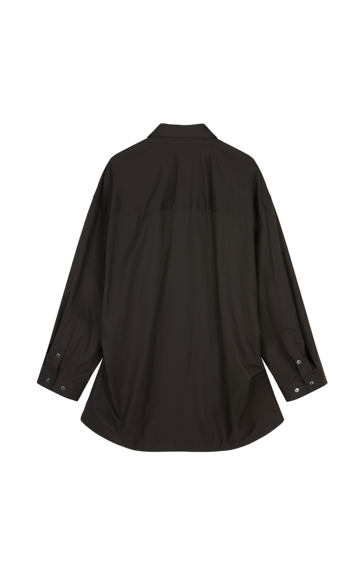 Shirt/JNBY Oversized Cotton Twill Bow-Knot V-Neck Shirt