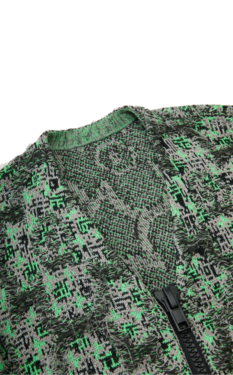 Sweater / JNBY Geometric Oversized Zip-Up Knit Cardigan