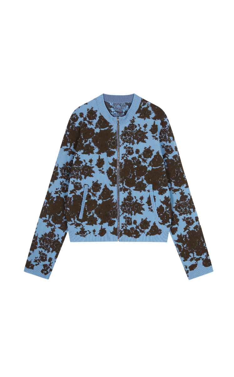 Sweater / JNBY Peony Jacquard Knit Short Cardigan