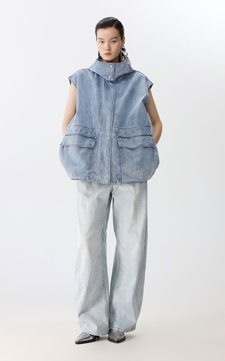 Vest / JNBY Drawstring Oversized Midi Vest Blue