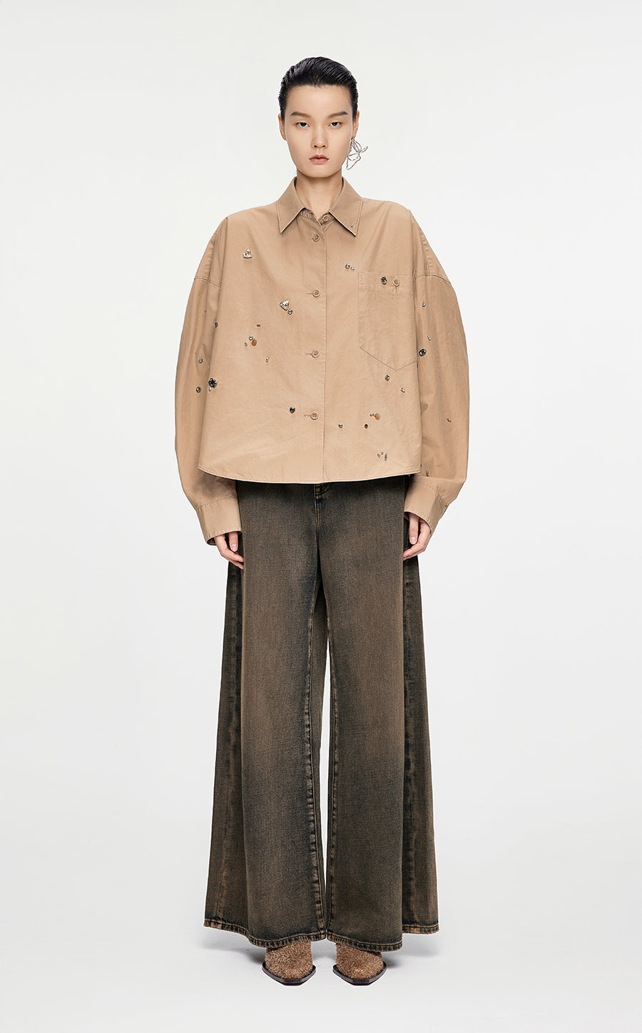 Shirt / JNBY Oversize Cotton Shirt Khaki