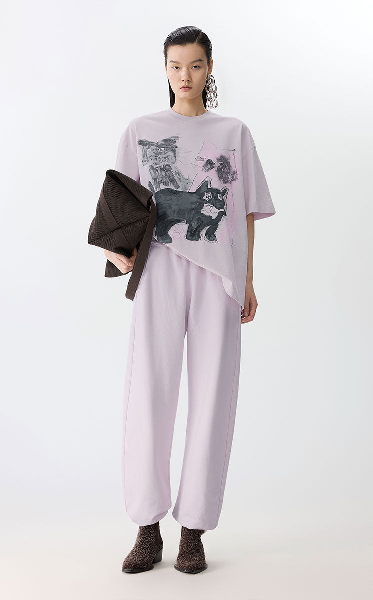 T-shirt / JNBY Oversized Graphic Cotton T-Shirt Ash powder