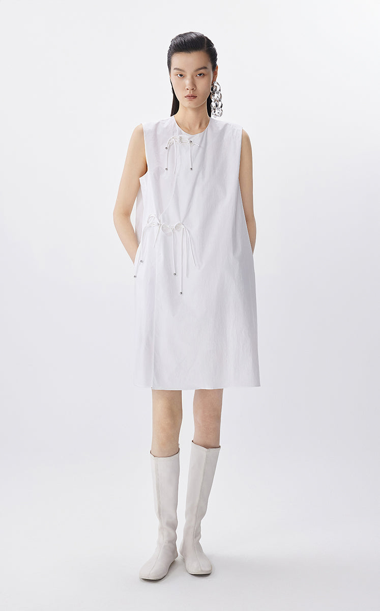 Dress / JNBY Oversized Dress with Chinese Button Closure White