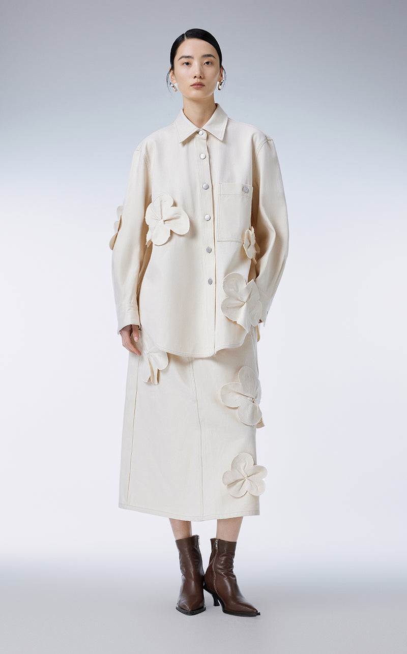 Skirt / (ESG) JNBY A-line 3D-floral Skirt Ivory1