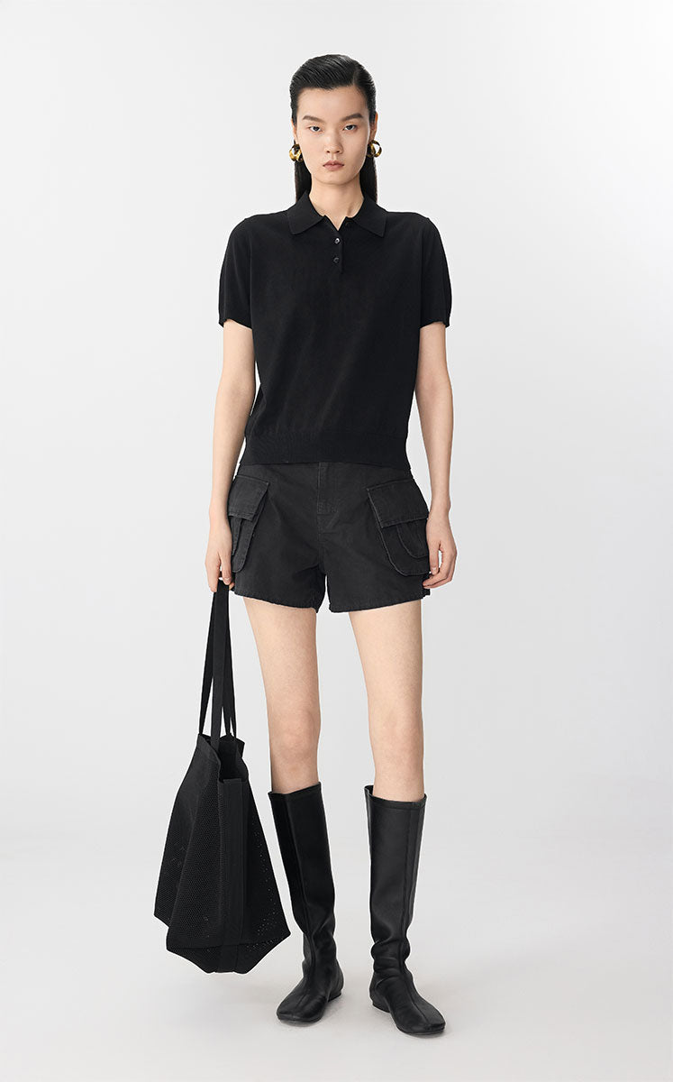 Sweater / JNBY Cotton Acetate Polo Knit Black