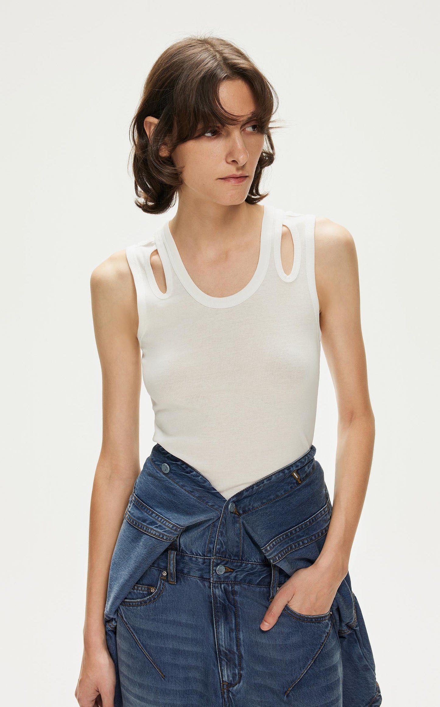 Vest / JNBY Slim Fit Cotton Vest (100% Cotton) White