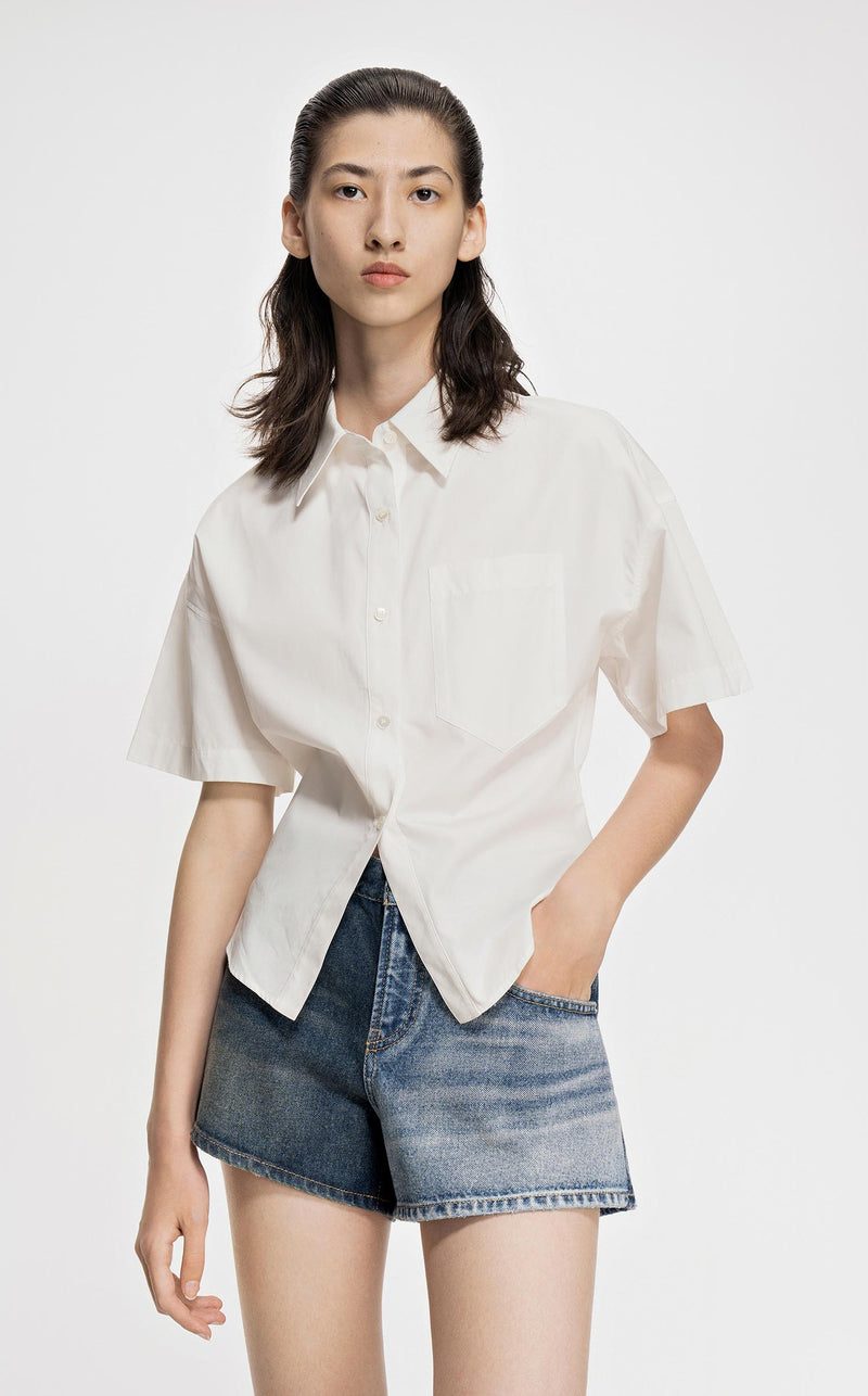 Shirt / JNBY Slim Fit Short Sleeve Shirt (100% Cotton) White