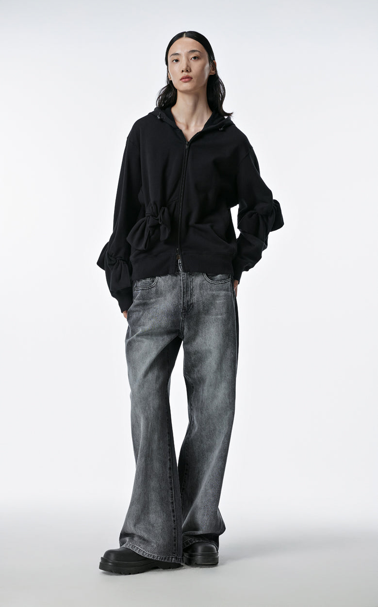 Sweatershirt / JNBY Playful  Three-Dimensional Bow-Knot Hooded Loose Fit Sweatershirt