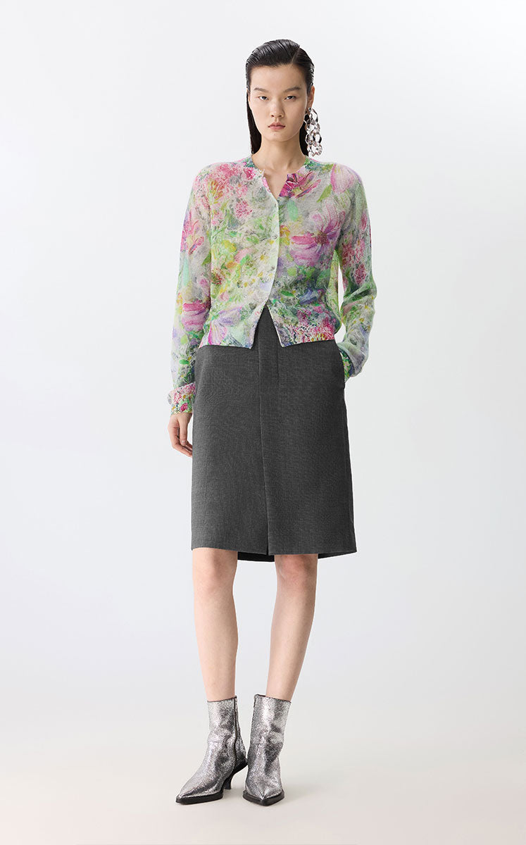Sweater / JNBY Watercolor Floral Cropped Cardigan Multicolor system mixed