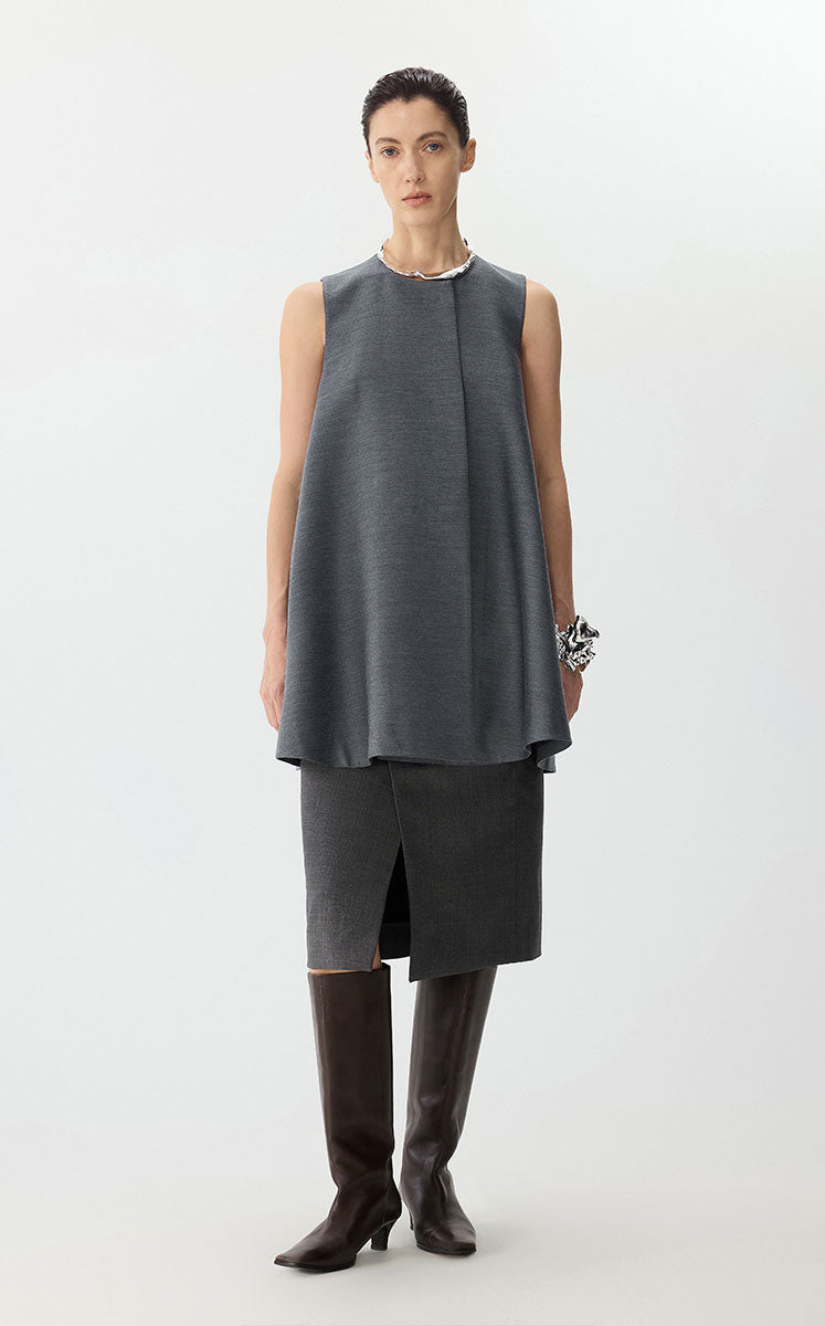 Dress / JNBY Sleeveless Wool-Silk A-Line Dress Grey