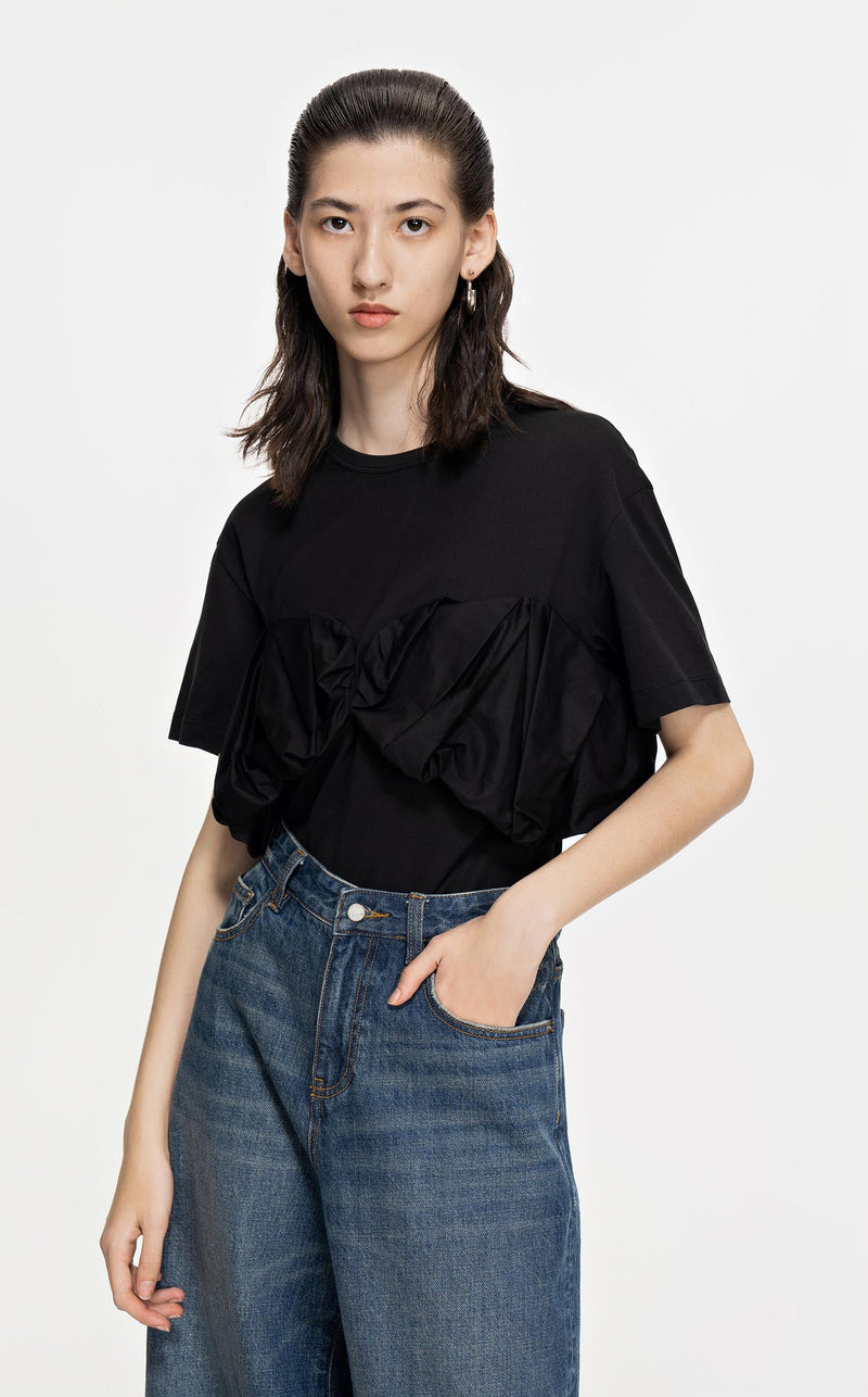 T-Shirt / JNBY Modern Solid Short Sleeve T-Shirt (100% Cotton) Black