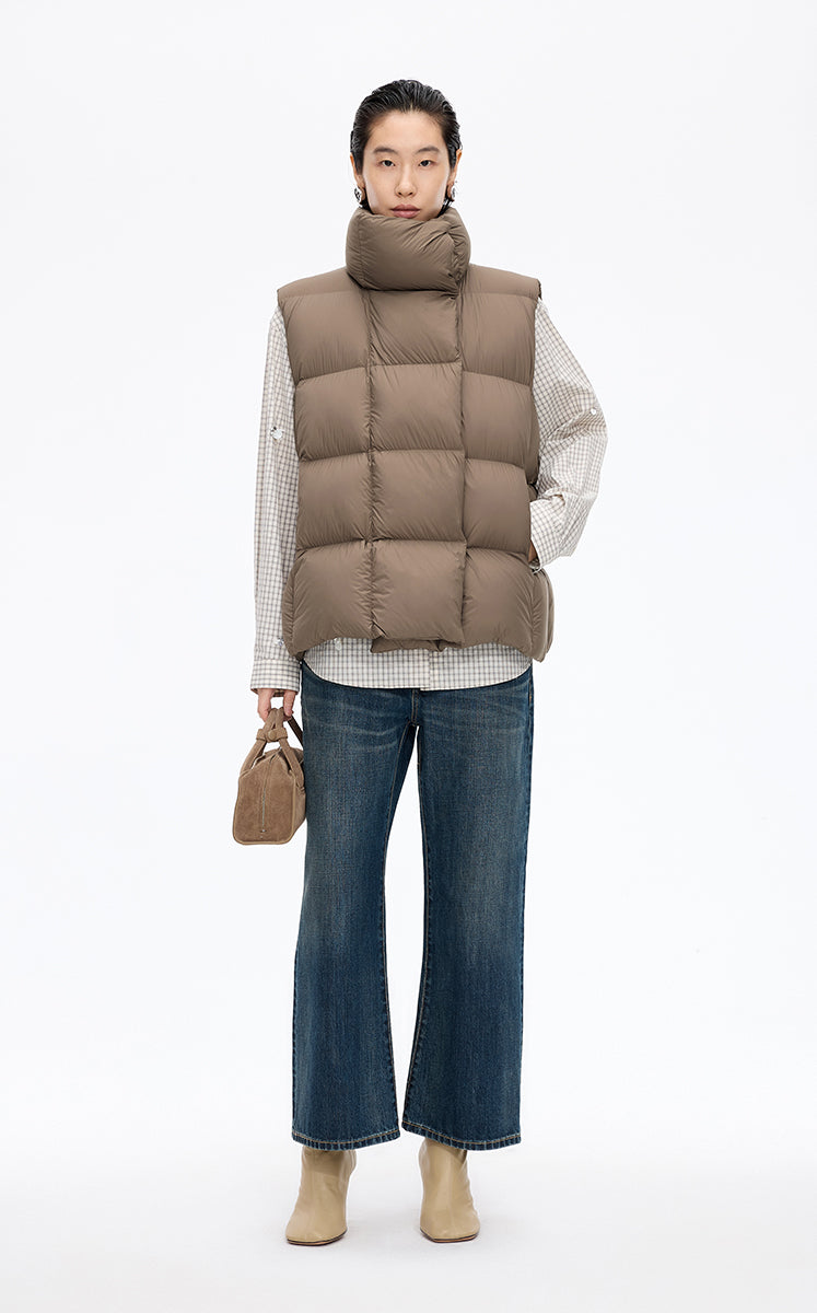 Down Vest / JNBY Oversized Quilted Down Vest Light Brown