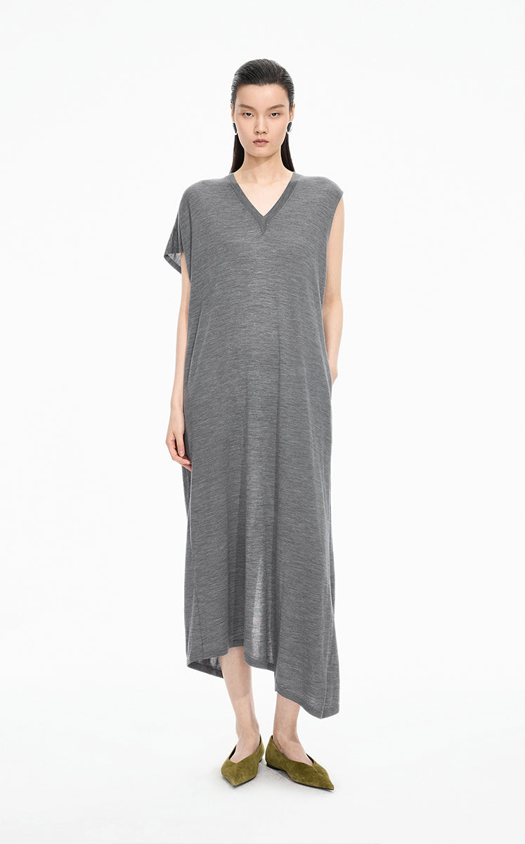 Dress / JNBY Machine-Washable Wool Sleeveless Dress Grey