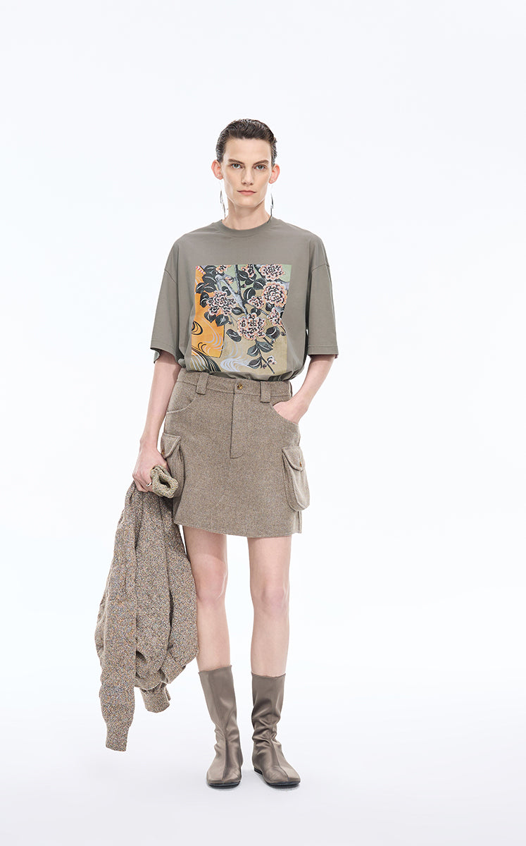 T-Shirt / JNBY Shadows Art Cotton Tee Dark khaki
