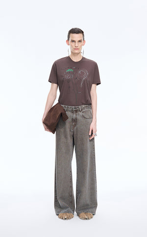 T-Shirt / JNBY Graphic Comic Cotton Tee Dark coffee