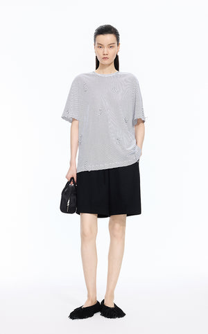 T-Shirt / JNBY Sculptural Fringe Cotton Tee White