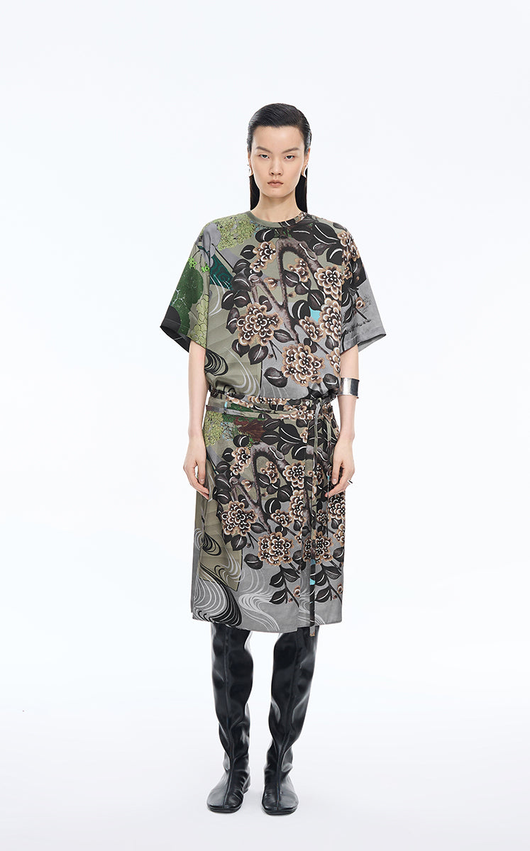 Shirt / JNBY Silk Printed Relaxed Top grey