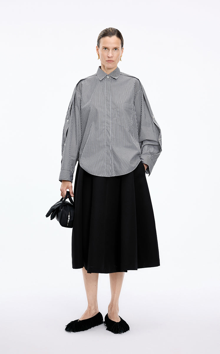 Shirt / JNBY Cotton Panel Long Sleeve Shirt Grey