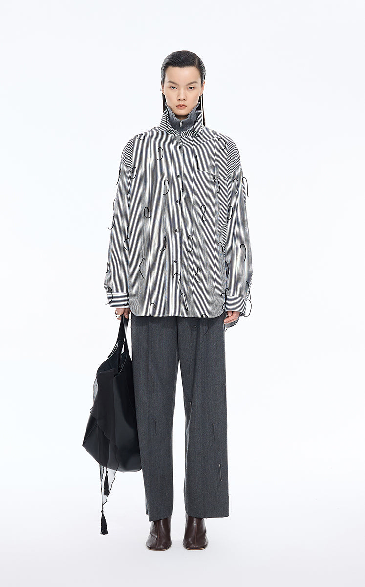 Shirt / JNBY Oversized Fringe Cotton Shirt Grey
