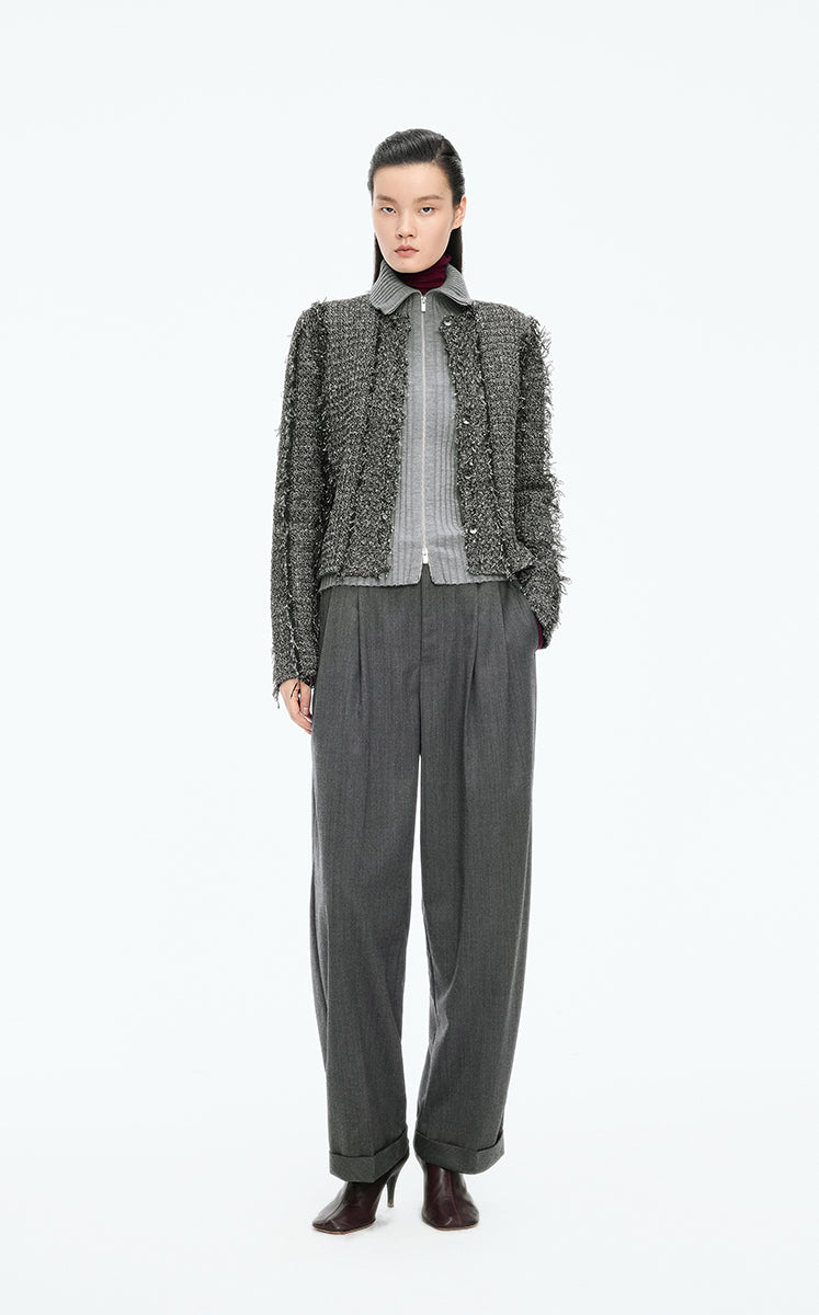Sweater / JNBY Cropped Fitted Linen Blend Cardigan