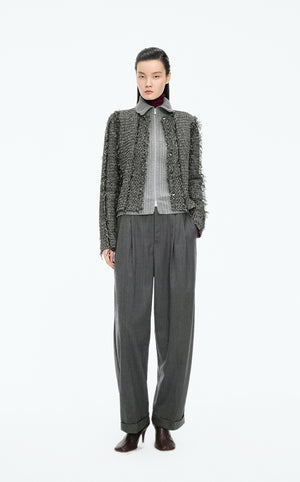 Sweater / JNBY Cropped Fitted Linen Blend Cardigan