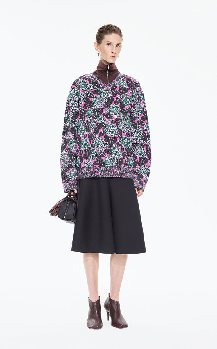 Sweater / JNBY Floral Screen Oversized Pullover purple